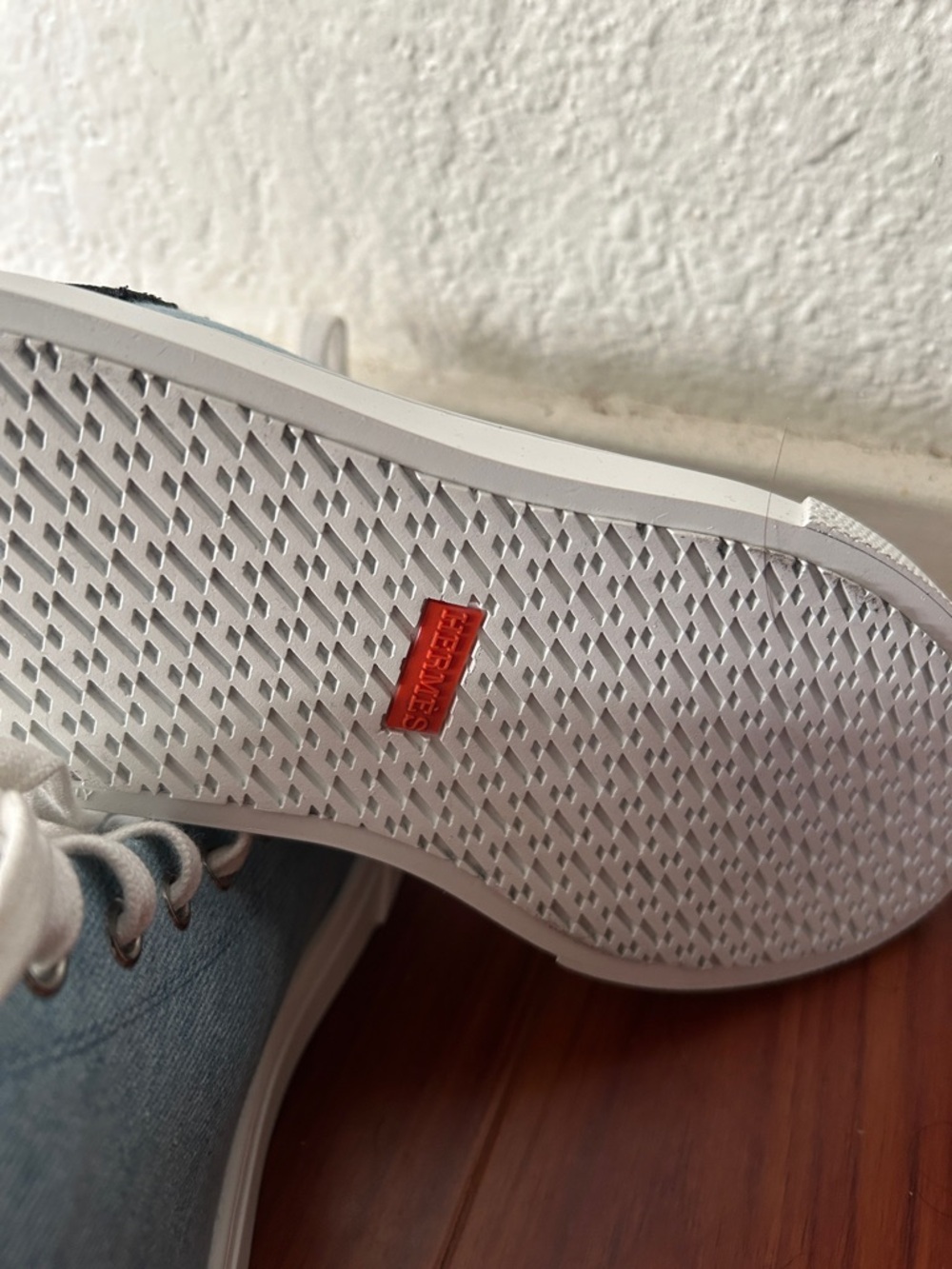 Hermes Denim Blue and White High-Top Sneakers - Picture 8 of 8